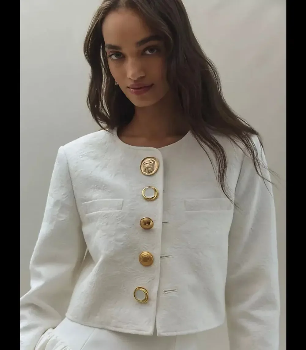 Derek lam 10 Crosby Juliette crop ivory blazer sz 0 - Picture 1 of 8